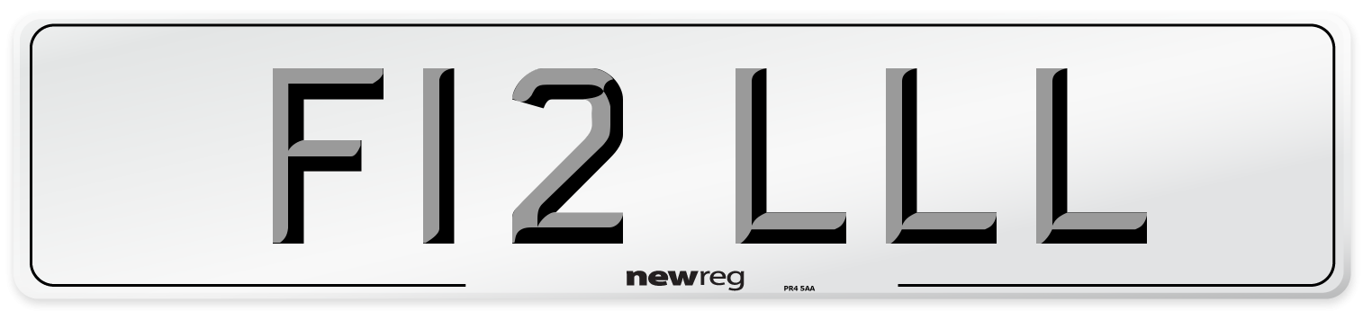 F12 LLL Number Plate from New Reg
